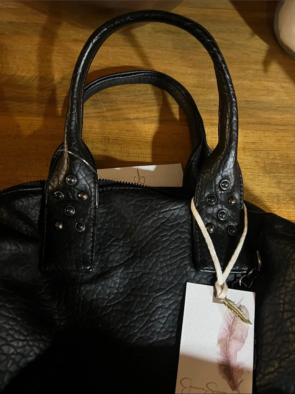 Jessica Simpson Black Pebbled Glenda Satchel Black (meteorite) new with tags